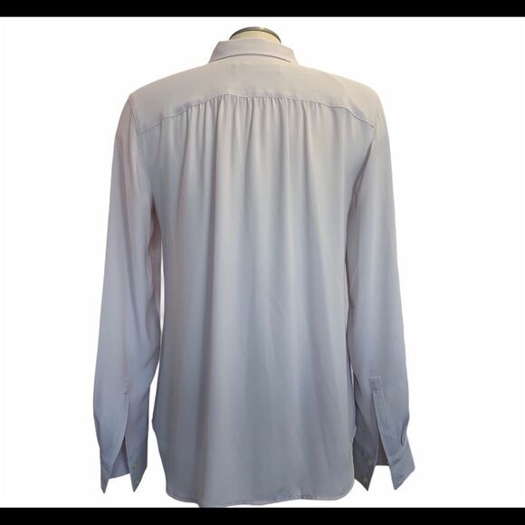 Loft pale mauve purple Front ruffle Frill button front Blouse Size L - Picture 4 of 10